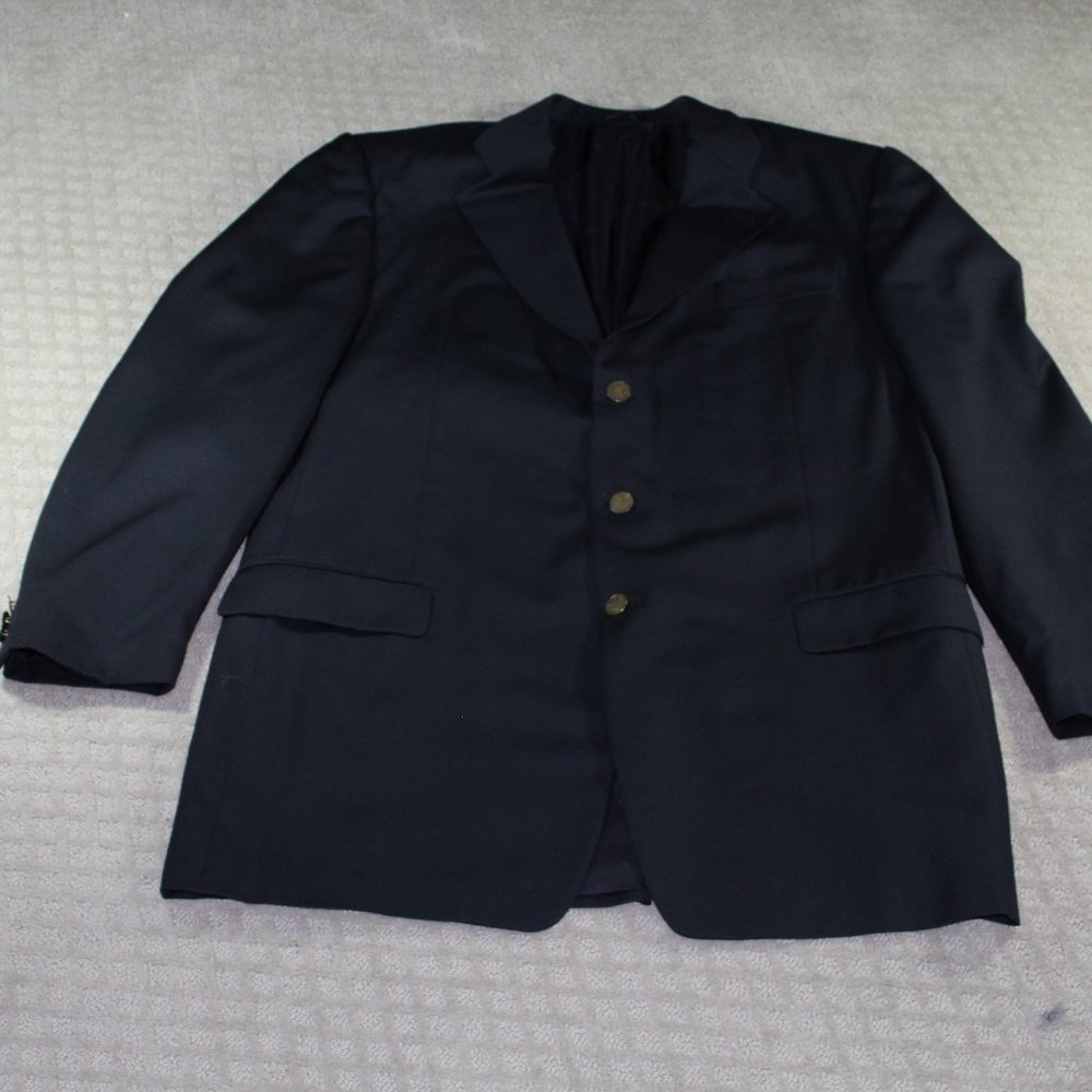 Hickey Freeman Navy Blue Wool Cashmere Blazer 46XL